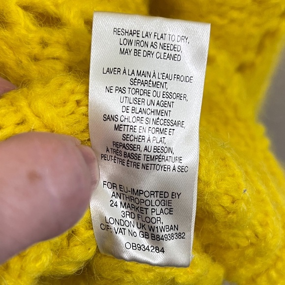 Anthropologie Sleeping On Snow Bright Lights Yellow Alpaca Blend Pull On Sweater - Picture 11 of 13